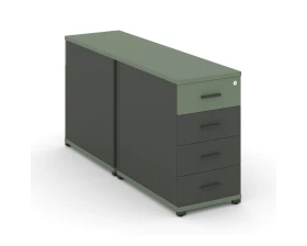 Тумба двухсторонняя опорная/приставная 4 ящ. CN.DTGO-002 W 420x1480x750 Концепт / Concept images