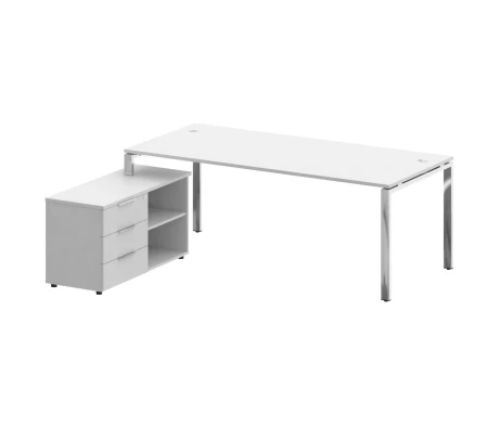 Стол рабочий руководителя с опорной тумбой левый 2100x1720x750 Метал Систем Директ / Metal System Direct