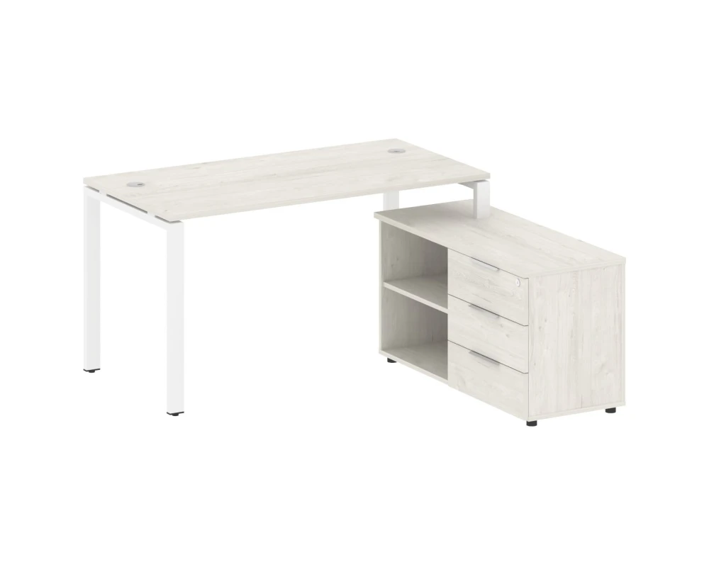 Рабочая станция на П-образном м/к с опорной тумбой правая 150x152x75 Метал Систем / Metal System