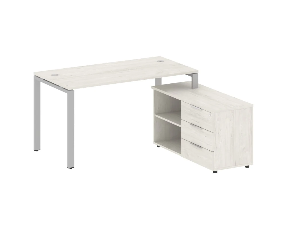 Рабочая станция на П-образном м/к с опорной тумбой правая 150x152x75 Метал Систем / Metal System