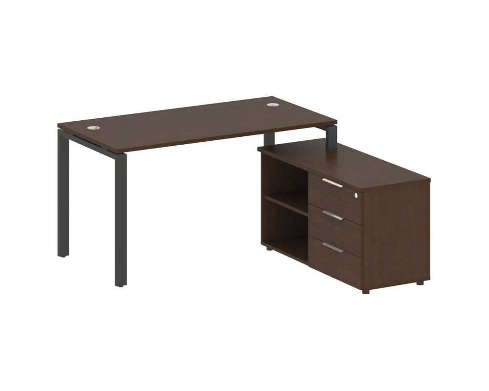 Рабочая станция на П-образном м/к с опорной тумбой правая 150x152x75 Метал Систем / Metal System