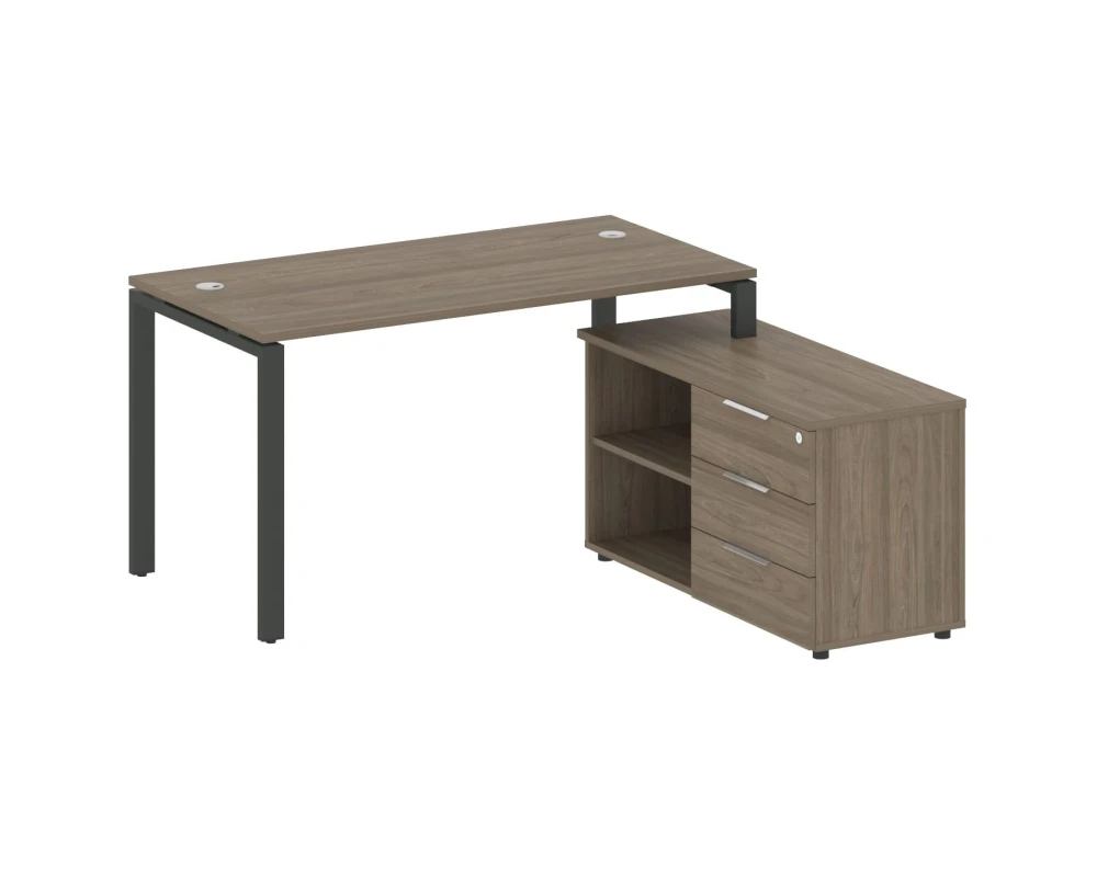 Рабочая станция на П-образном м/к с опорной тумбой правая 150x152x75 Метал Систем / Metal System