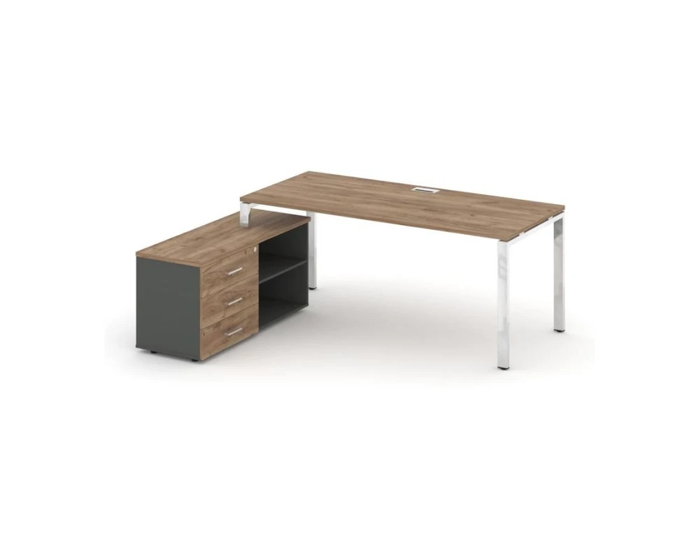 Стол письменный с греденцией левой на П-образном каркасе 1580x700x750 Стайл Проджект Директ Люкс / Style Project Direct Lux