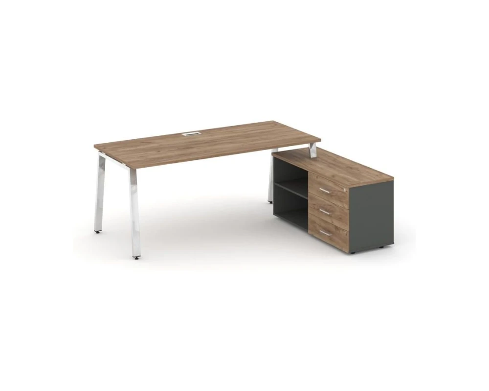 Стол письменный с греденцией правой на А-образном каркасе 1580x800x750 Стайл Проджект Директ Люкс / Style Project Direct Lux