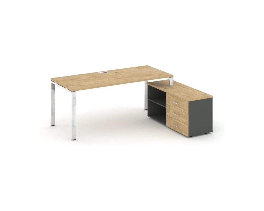 Стол письменный с греденцией правой на П-образном каркасе 1380x700x750 Стайл Проджект Директ Люкс / Style Project Direct Lux