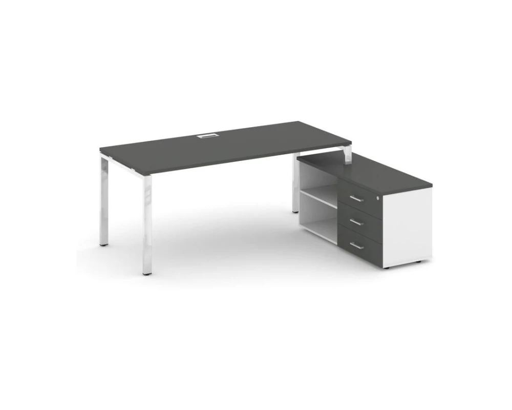 Стол письменный с греденцией правой на П-образном каркасе 1580x700x750 Стайл Проджект Директ Люкс / Style Project Direct Lux