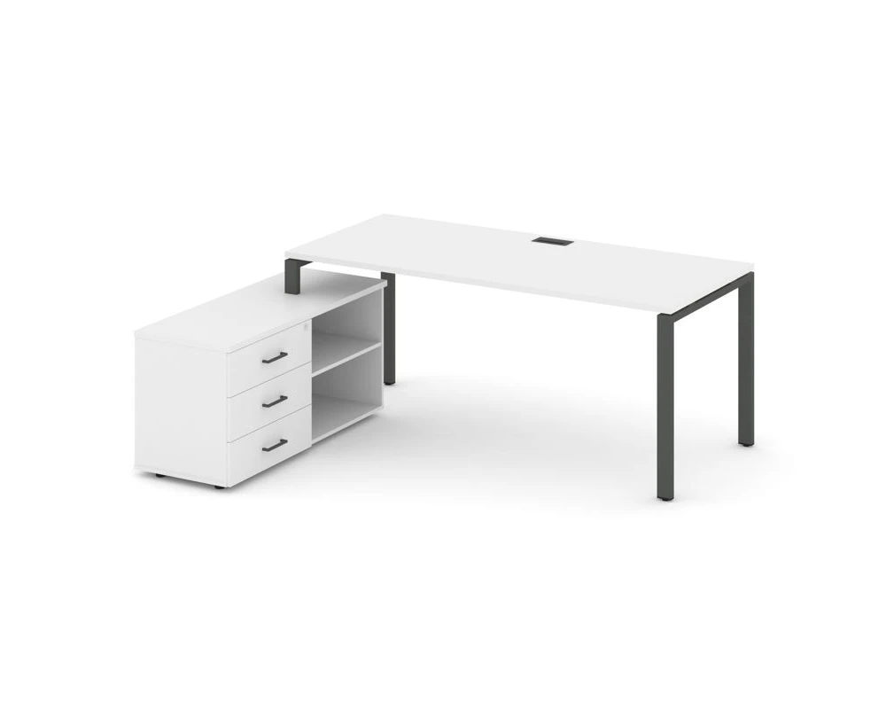 Стол письменный с греденцией левой на П-образном каркасе 1580x1480x750 Стайл Проджект Директ / Style Project Direct