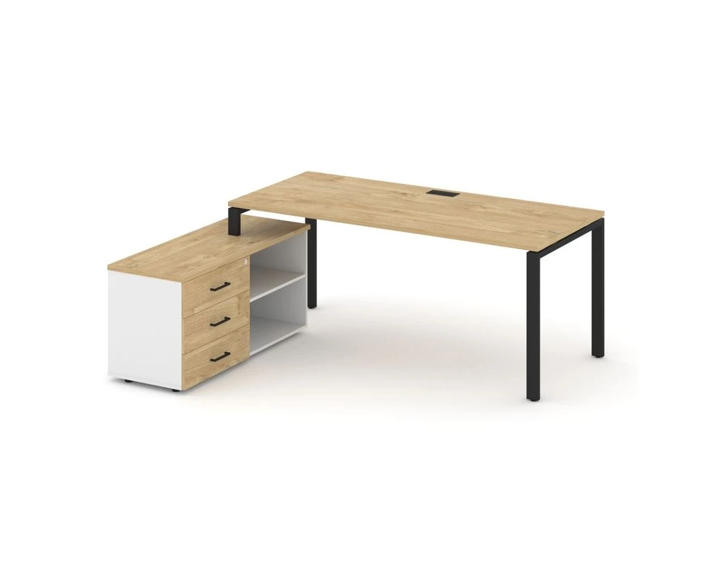 Стол письменный с греденцией левой на П-образном каркасе 1580x1480x750 Стайл Проджект Директ / Style Project Direct