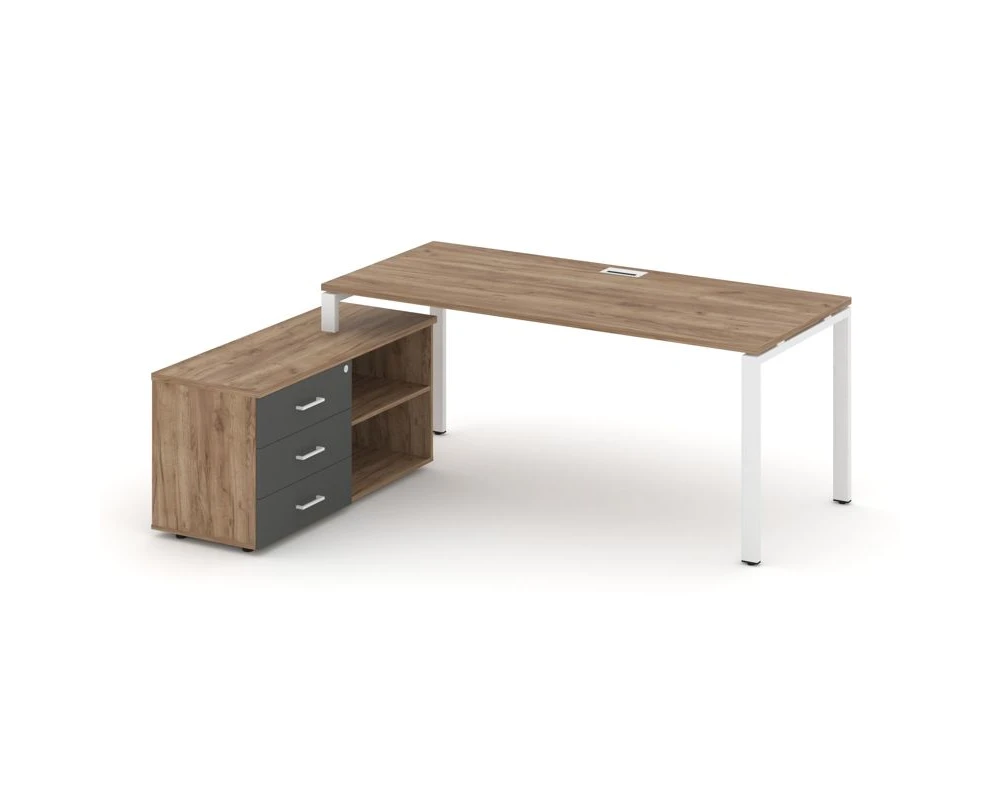 Стол письменный с греденцией левой на П-образном каркасе 1580x1580x750 Стайл Проджект Директ / Style Project Direct