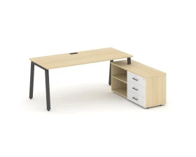 Стол письменный с греденцией правой на А-образном каркасе 2180x1480x750 Стайл Проджект Директ / Style Project Direct images