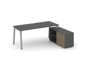 Стол письменный с греденцией правой на А-образном каркасе 2180x1480x750 Стайл Проджект Директ / Style Project Direct images