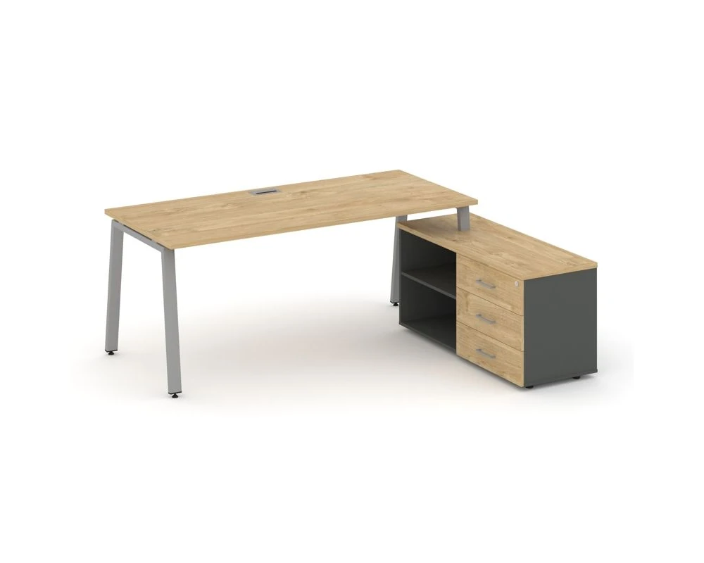 Стол письменный с греденцией правой на А-образном каркасе 2180x1480x750 Стайл Проджект Директ / Style Project Direct