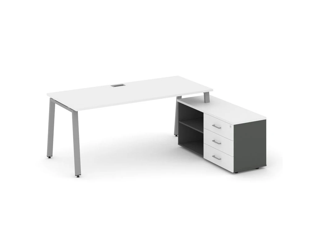 Стол письменный с греденцией правой на А-образном каркасе 2180x1480x750 Стайл Проджект Директ / Style Project Direct