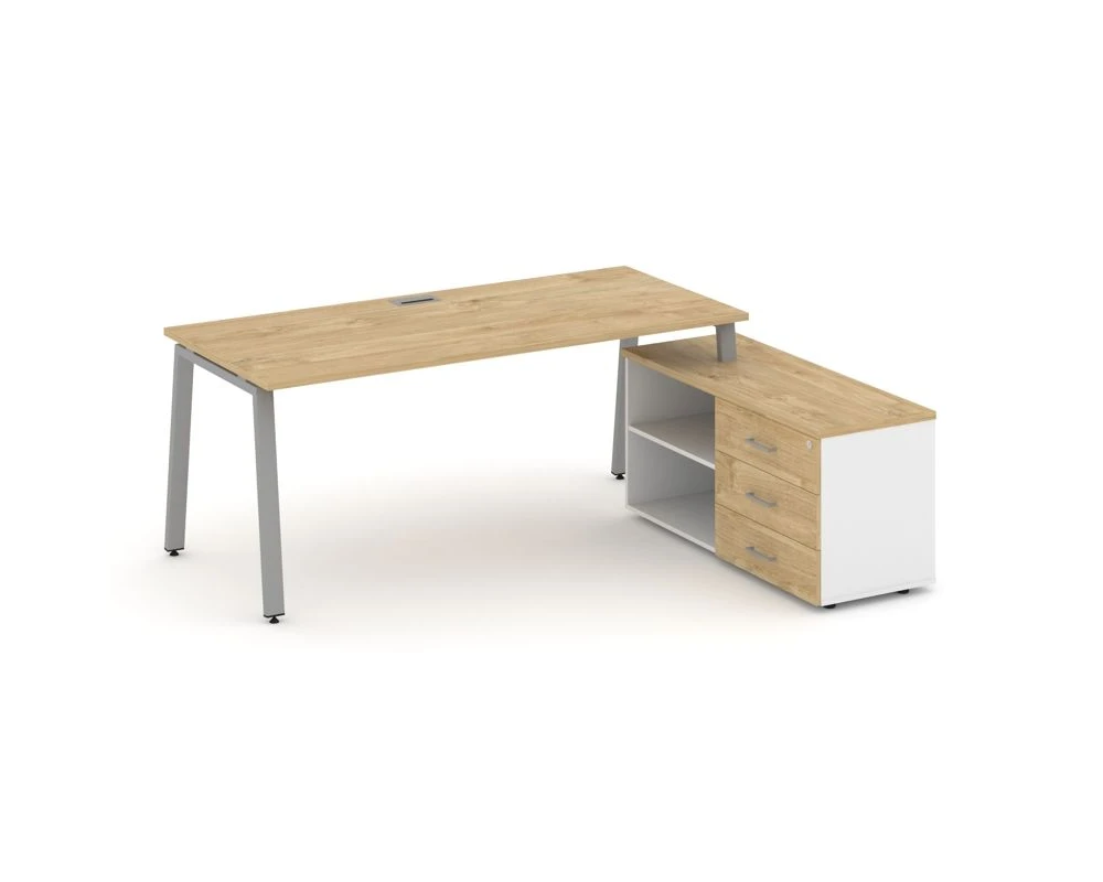 Стол письменный с греденцией правой на А-образном каркасе 2180x1480x750 Стайл Проджект Директ / Style Project Direct