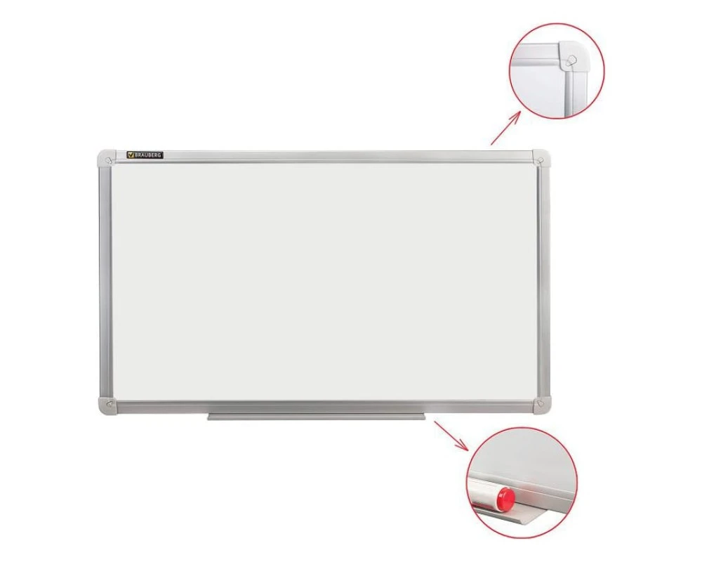 Доска магнитно маркерная BRAUBERG стандарт 100х180 алюминиевая рамка