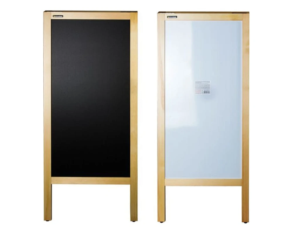 Доска штендер магнитно маркерная и для мела BRAUBERG двусторонняя 45х104 деревянная неокрашенная рама