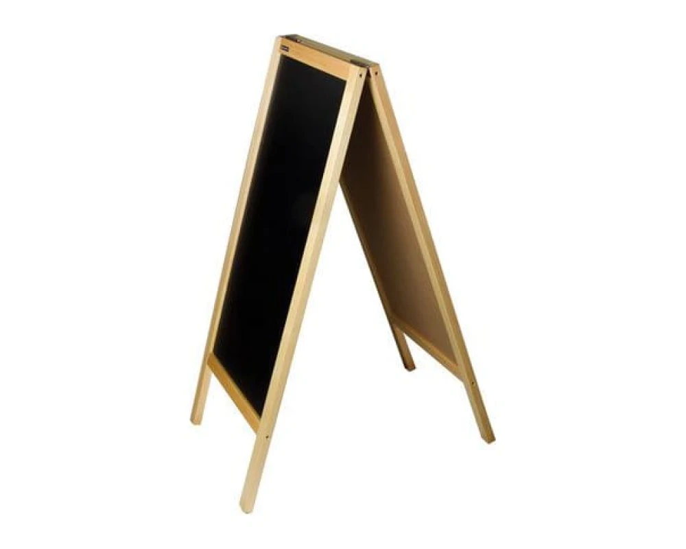 Доска штендер магнитно маркерная и для мела BRAUBERG двусторонняя 45х104 деревянная неокрашенная рама