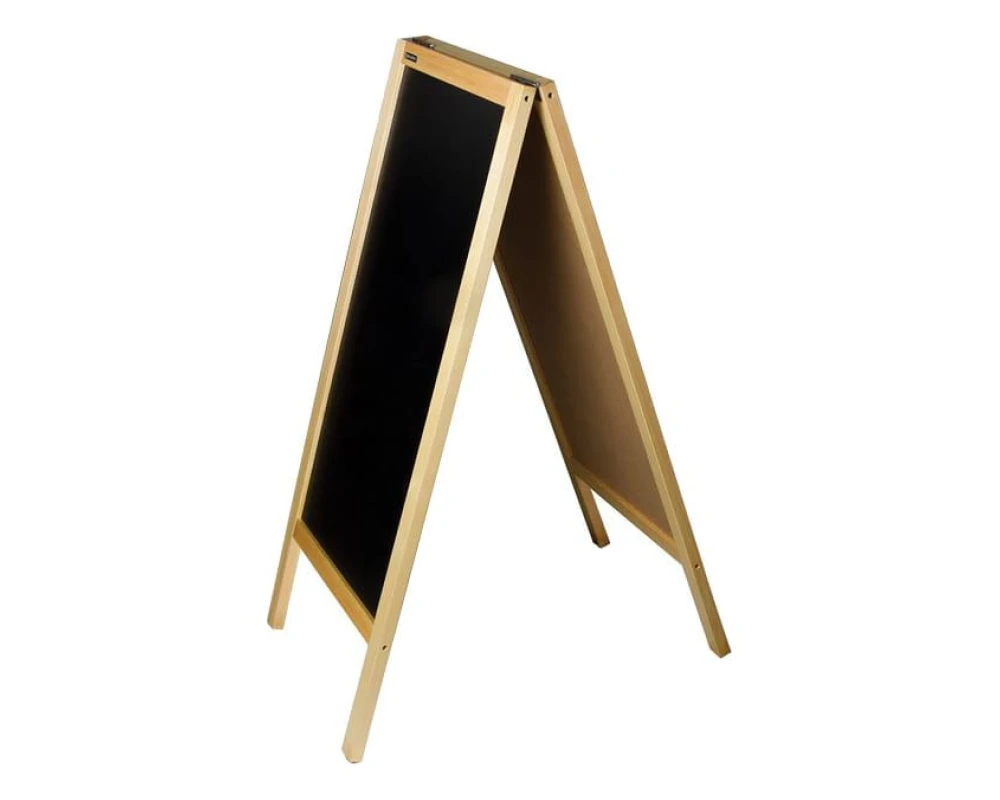 Доска штендер магнитно маркерная и для мела BRAUBERG двусторонняя 45х104 деревянная неокрашенная рама