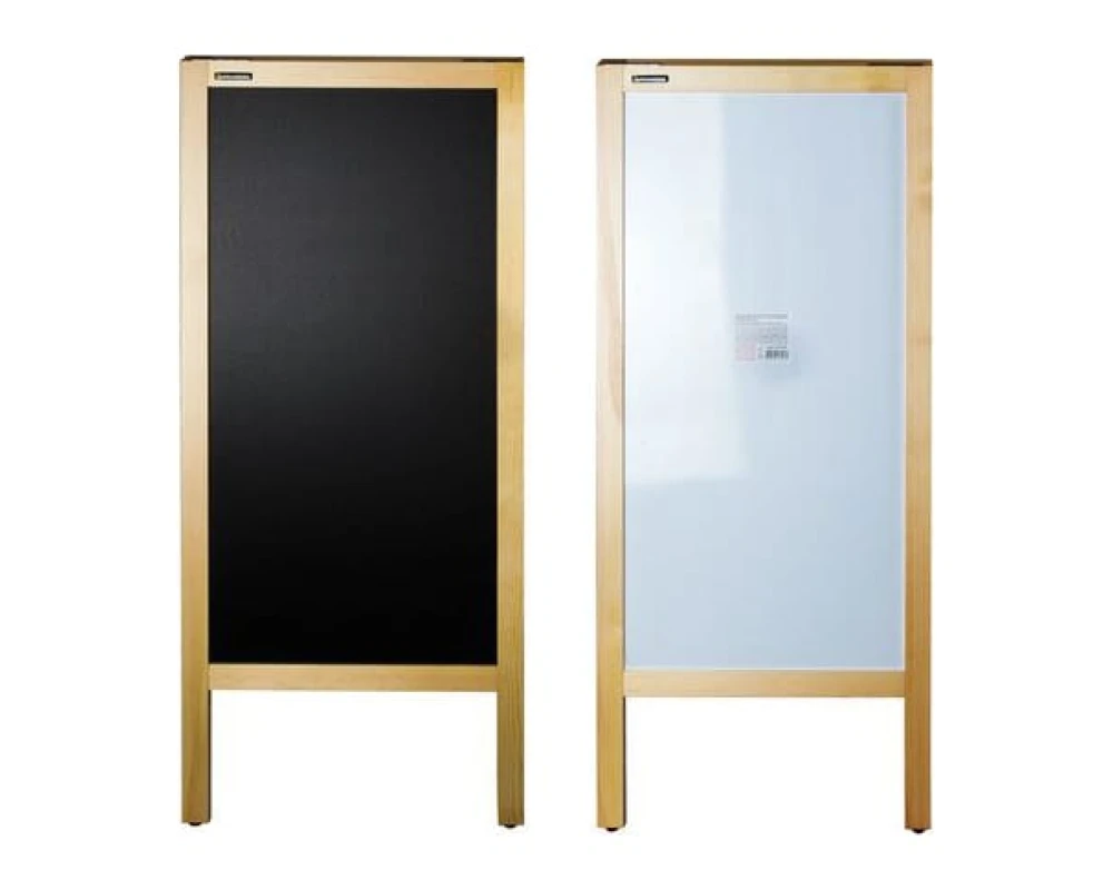 Доска штендер магнитно маркерная и для мела BRAUBERG двусторонняя 45х104 деревянная неокрашенная рама