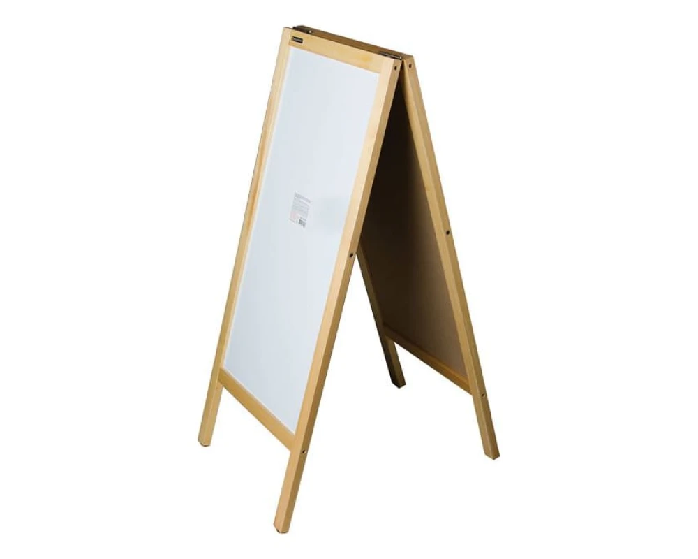 Доска штендер магнитно маркерная и для мела BRAUBERG двусторонняя 45х104 деревянная неокрашенная рама