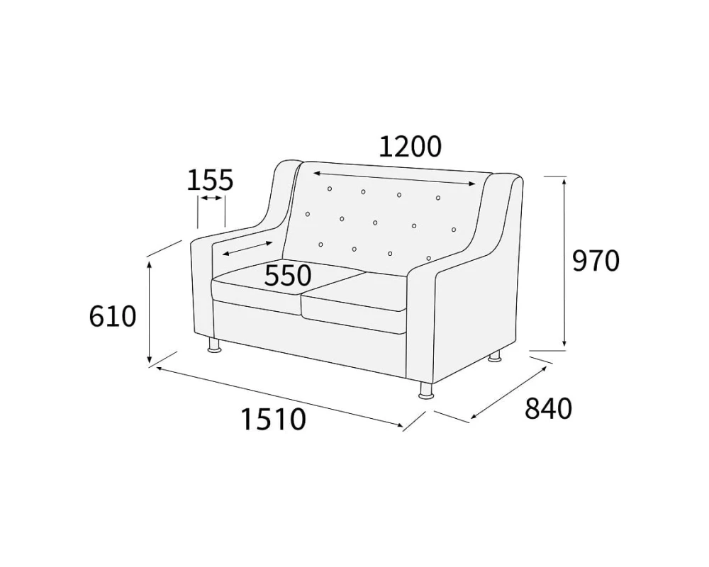 Диван 2-х местный МирЭль Люкс