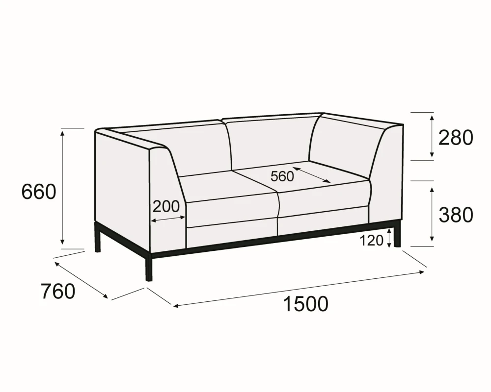 Диван 2-х местный Омега Стил