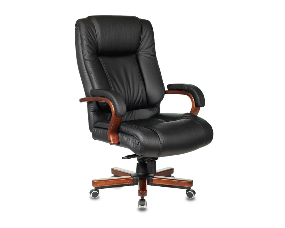 Кресло Бюрократ T-9925WALNUT Натуральная кожа, Черный
