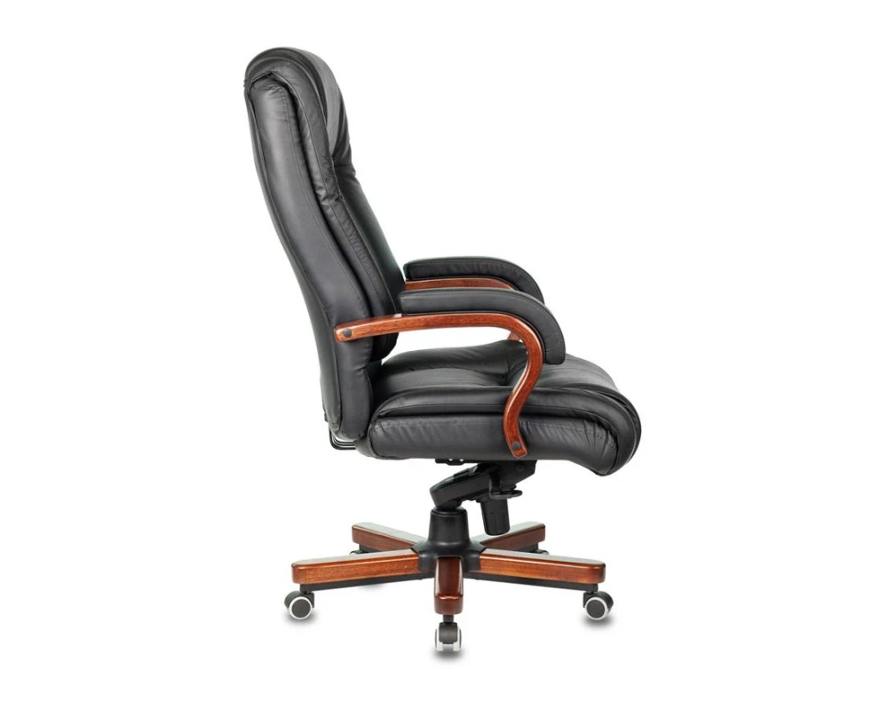 Кресло Бюрократ T-9925WALNUT Натуральная кожа, Черный