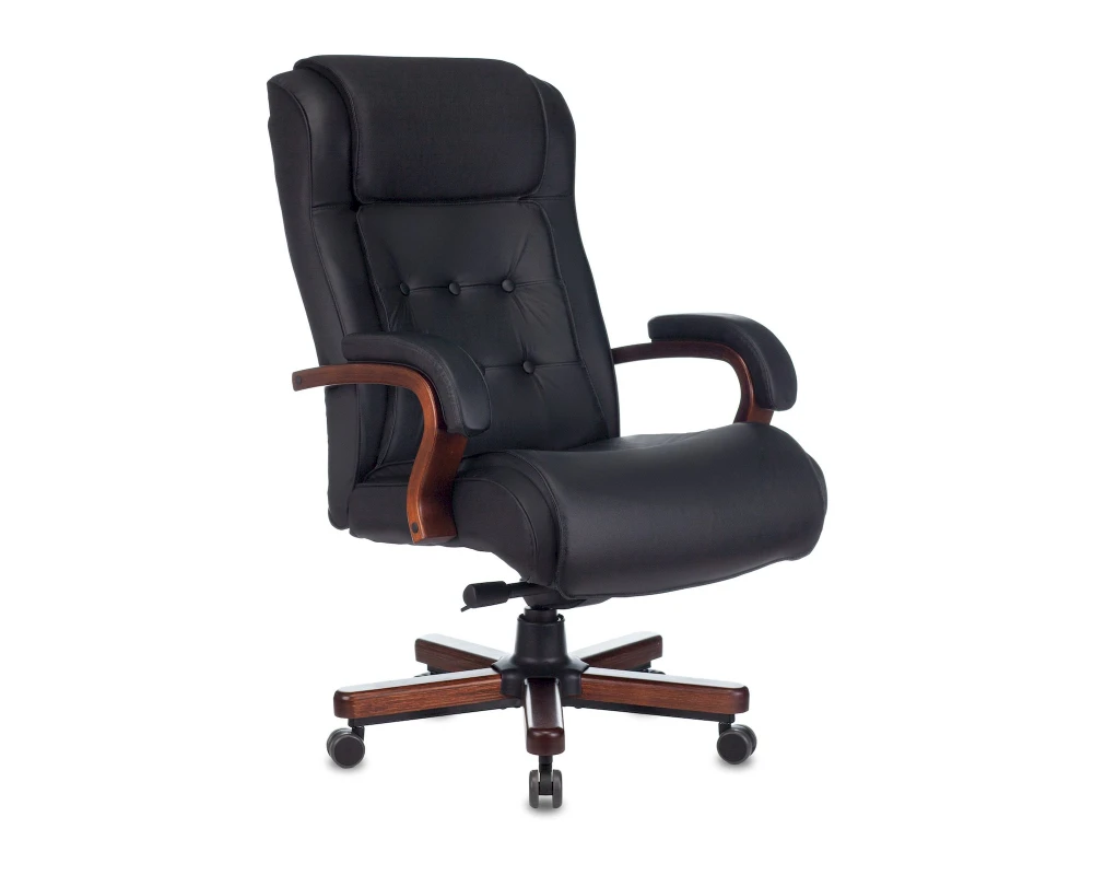 Кресло Бюрократ T-9926WALNUT Натуральная кожа, Черный