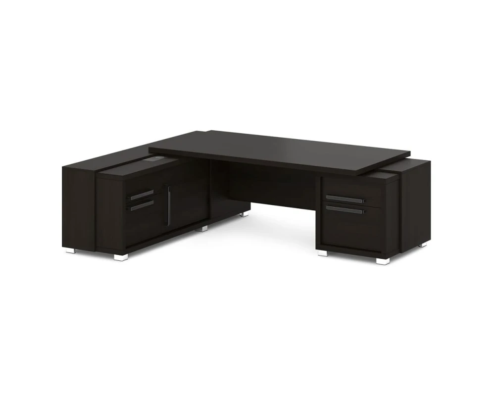 Стол с тумбой и греденцией (беспроводная зарядка, 2xUSB, розетка) 2470х2016х750 Грейс / Grace