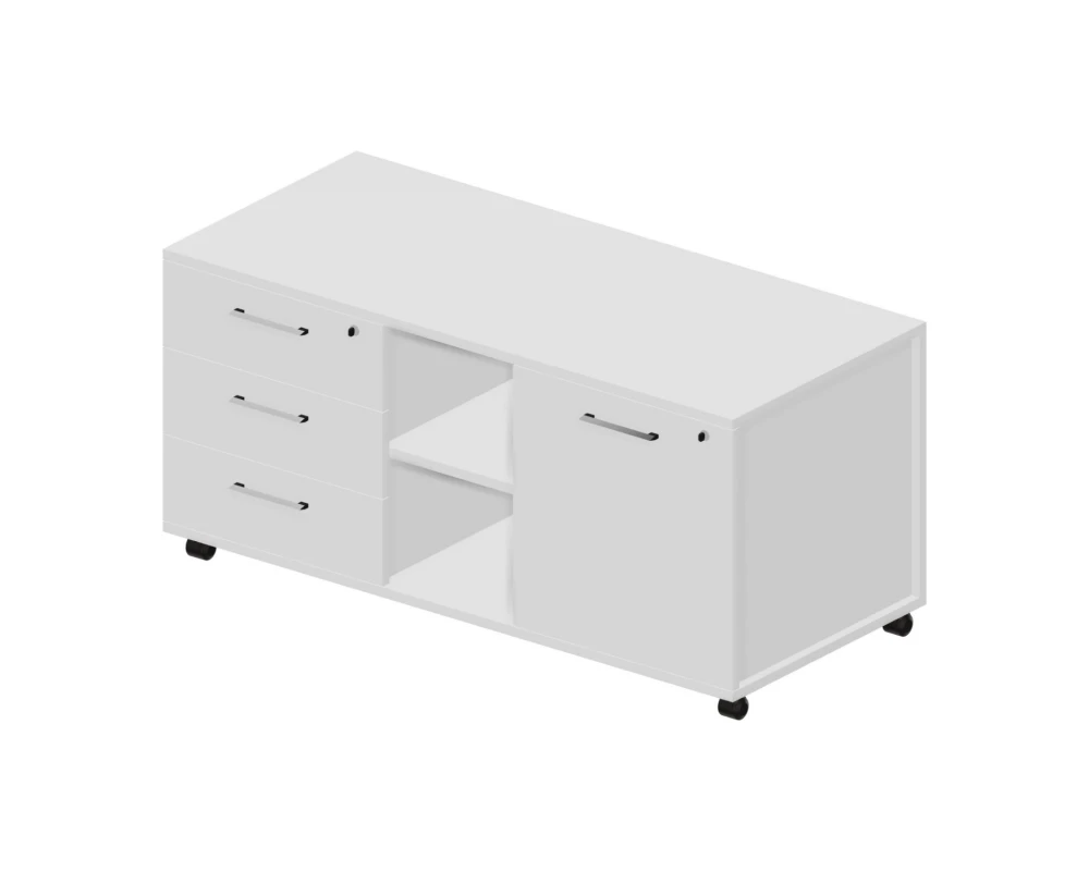 Тумба мобильная сервисная левая (ручки-хром) 120x53x57 GDB Белый