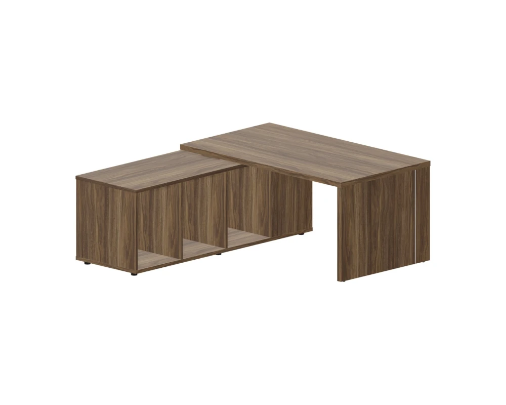 Стол руководителя на опорной сервисной тумбе (левый) 160х180х73,5 Норман / Norman Орех