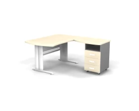 Рабочее место с тумбой правое на L образном каркасе 140x160x74 Berlin images