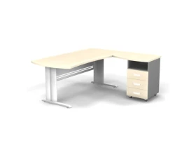Рабочее место с тумбой правое на L образном каркасе 180x160x74 Berlin images