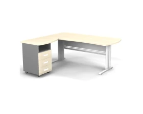 Рабочее место с тумбой левое на L образном каркасе 180x160x74 Berlin images