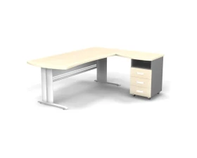 Рабочее место с тумбой правое на L образном каркасе 200x160x74 Berlin images