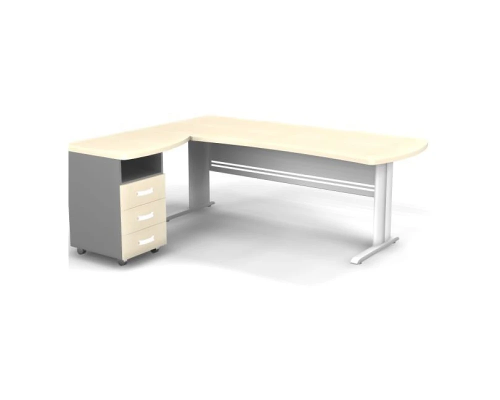 Рабочее место с тумбой левое на L образном каркасе 200x160x74 Berlin
