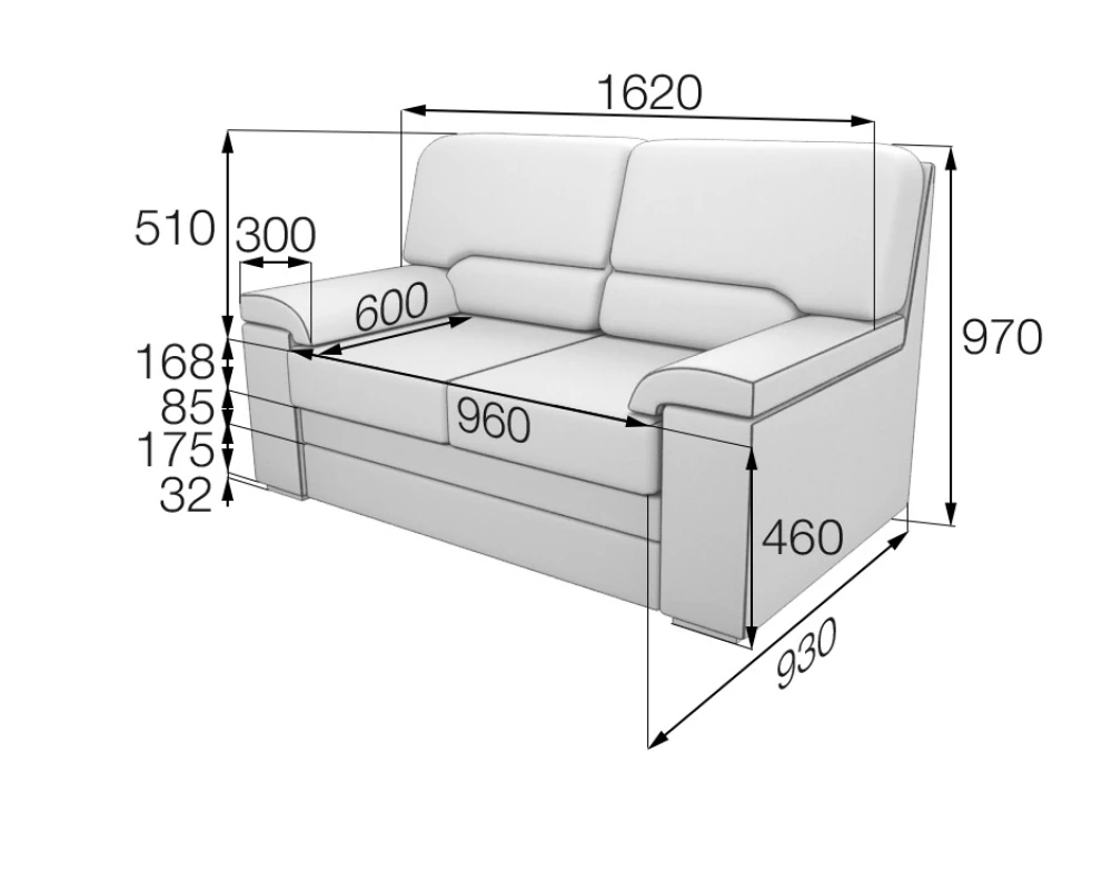 Диван 2-местный Ell2 Элла MVK Экокожа