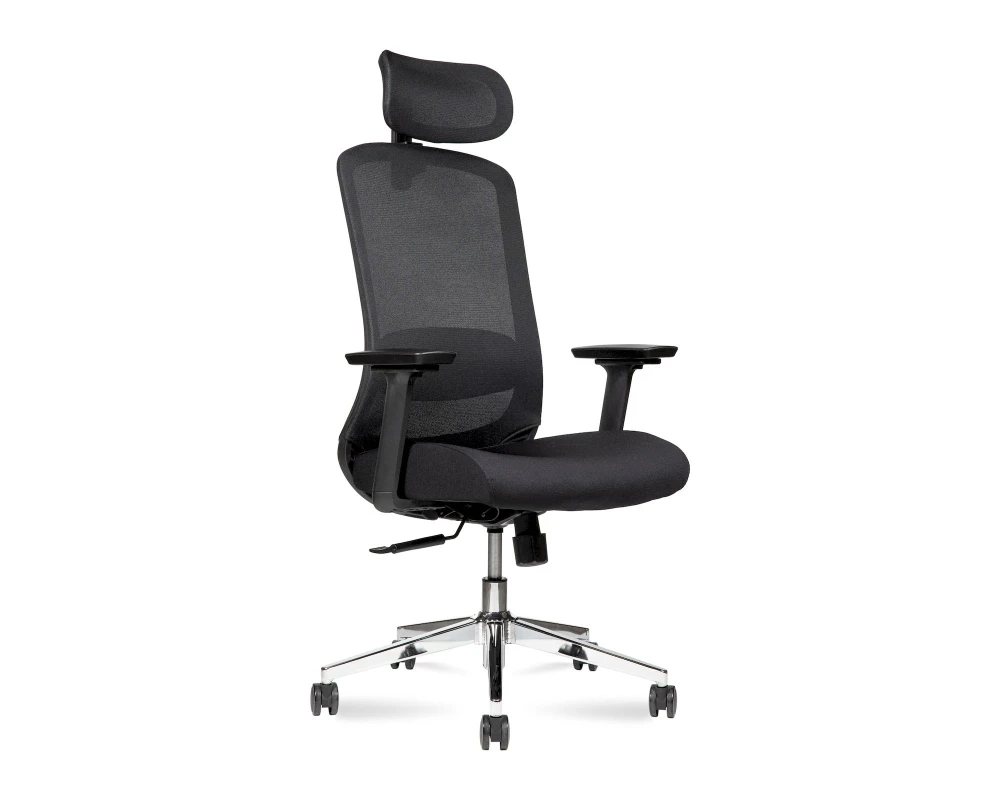 Кресло Norden Космо блэк / Cosmo black хром Сетка/ Ткань, Черный