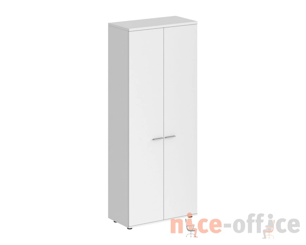 Шкаф высокий 800x400x1955, 2-х дверный, задняя стенка HDF Сигма / Sigma Белый